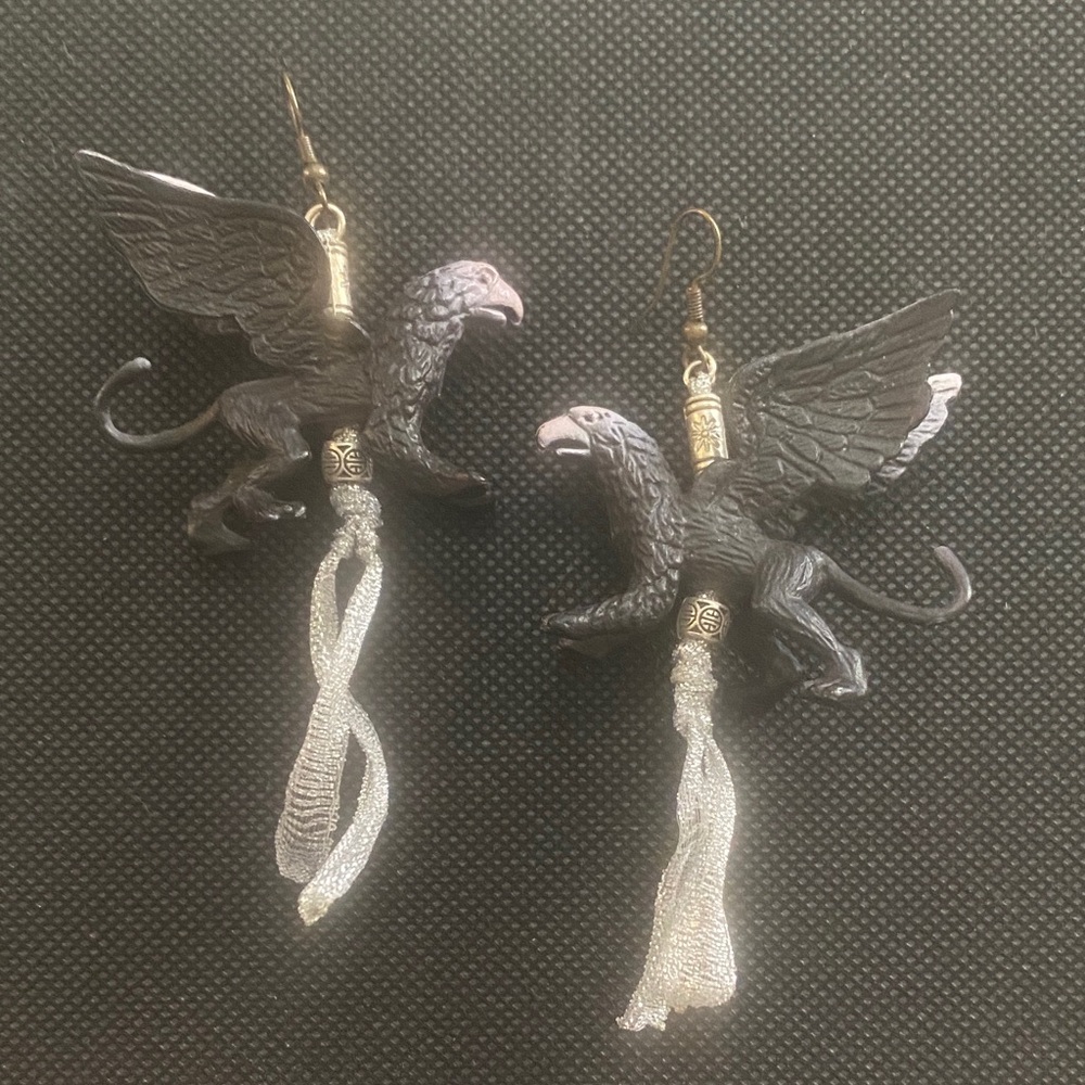 Black and Silver Griffin Earrings
